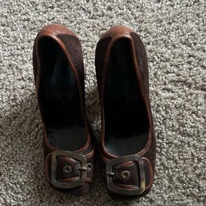 Giuseppe Zanotti Brown Leather Buckle Heels